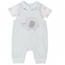 E13301:  Baby Boys Elephant Ribbed Dungaree & T-Shirt Outfit (0-6 Months)